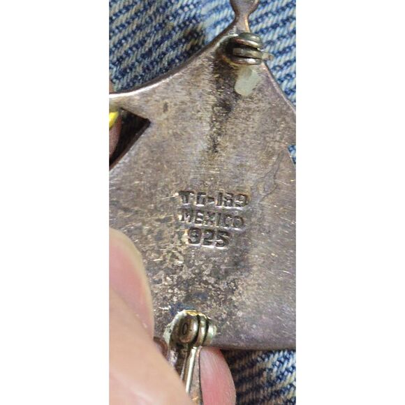 Taxco Sterling Silver Gold Brooch Pin Christmas Tree Mixed-Metal Artisan - Picture 7 of 8